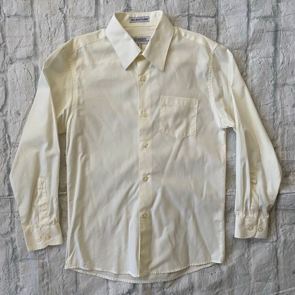 Gioberti youth kids 8 button down dress shirt off white